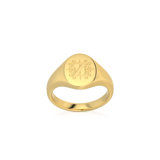 OVALER MONOGRAMM-RING SILBER