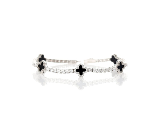 BRACELET TENNIS AVEC TRÈFLE EN ARGENT 925