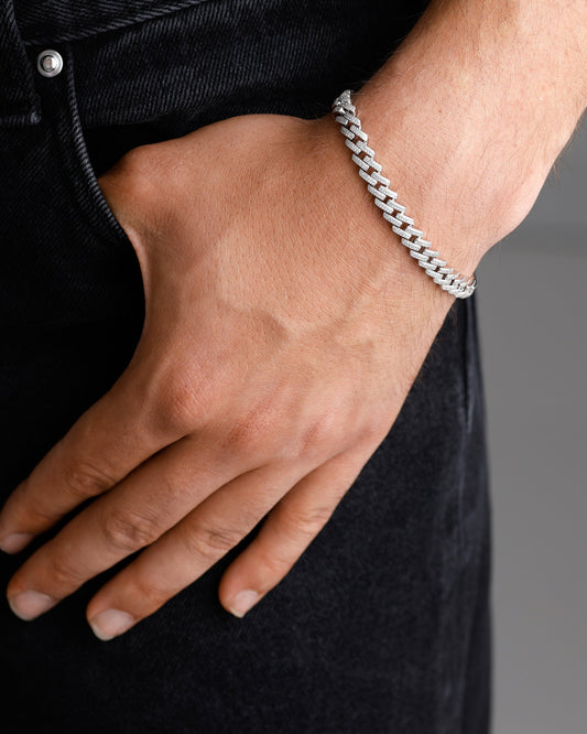 MIAMI CUBAN LINK ARMBAND ICED OUT 6MM 925 SILBER