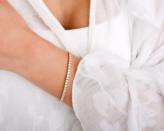 Tennisarmband 3 mm Breite 925 Silber 17 cm Länge Cubic Zirkonia - Lucoro Diamonds