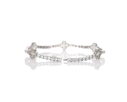 TENNISARMBAND MIT KLEEBLATT AUS PERLE 925 SILBER