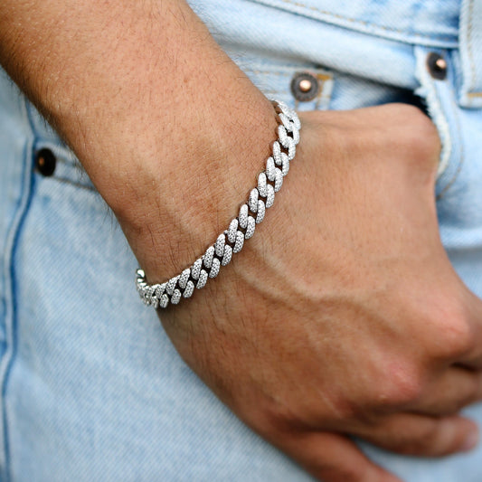 Miami Cuban Link Armband 8mm 925 Sterlingsilber massiv Cubic Zirkonia - Lucoro Diamonds