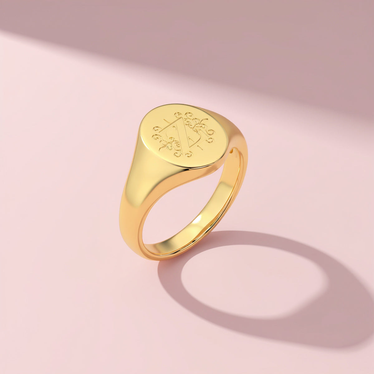OVALER MONOGRAMM-RING SILBER