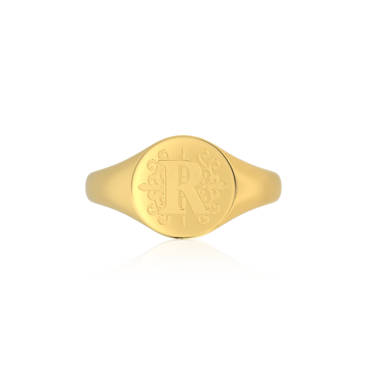 RUNDER MONOGRAMM-RING SILBER
