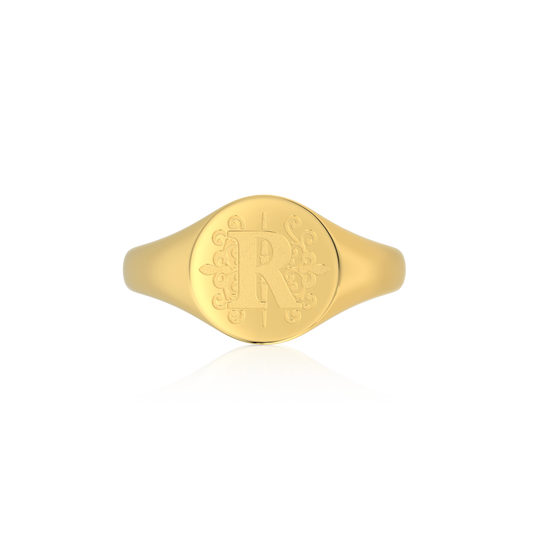 RUNDER MONOGRAMM-RING SILBER