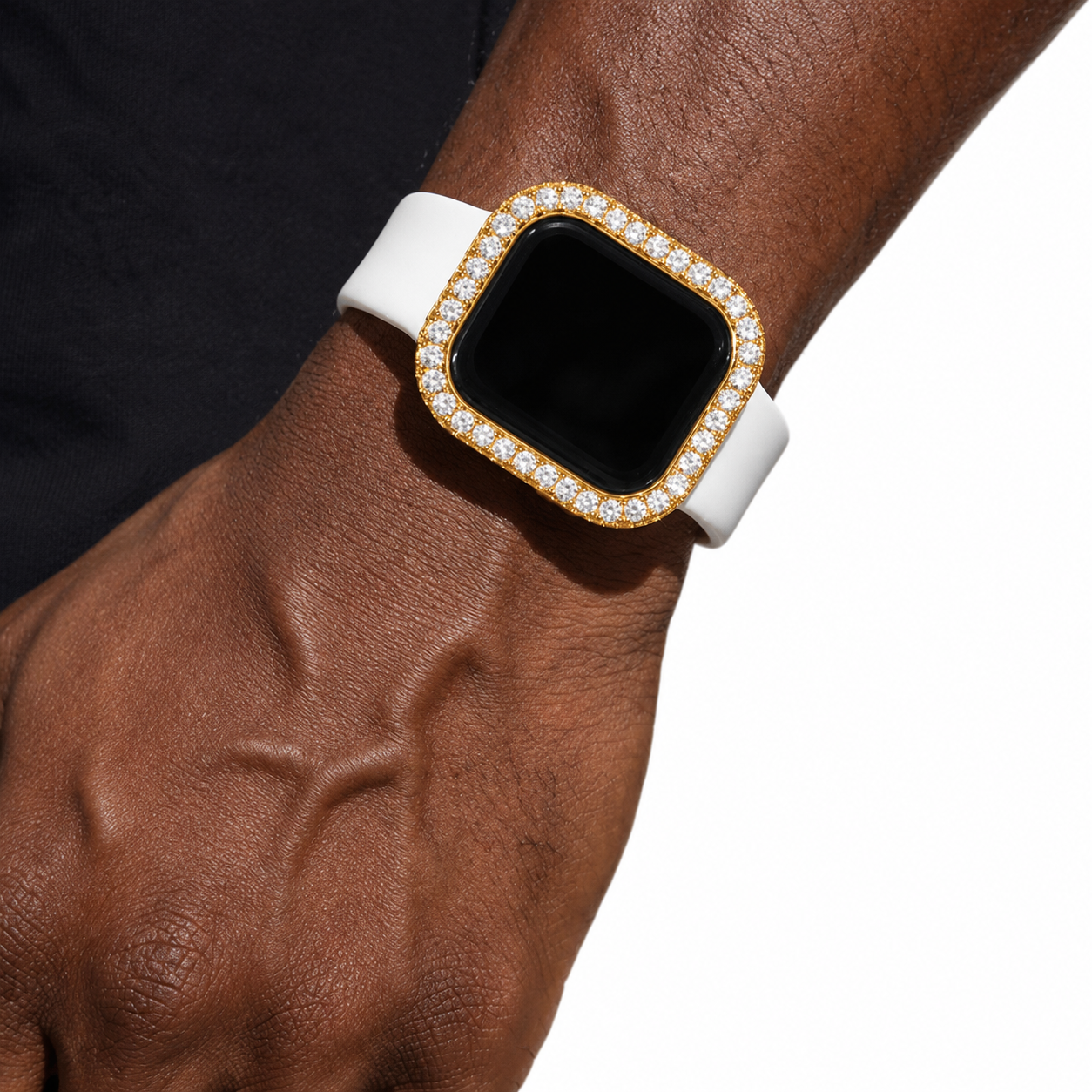 ICED OUT SMARTWATCH CASE MOISSANITE VVS-D GOLD – COMPATIBLE WITH APPLE WATCH SERIES 10 & 11