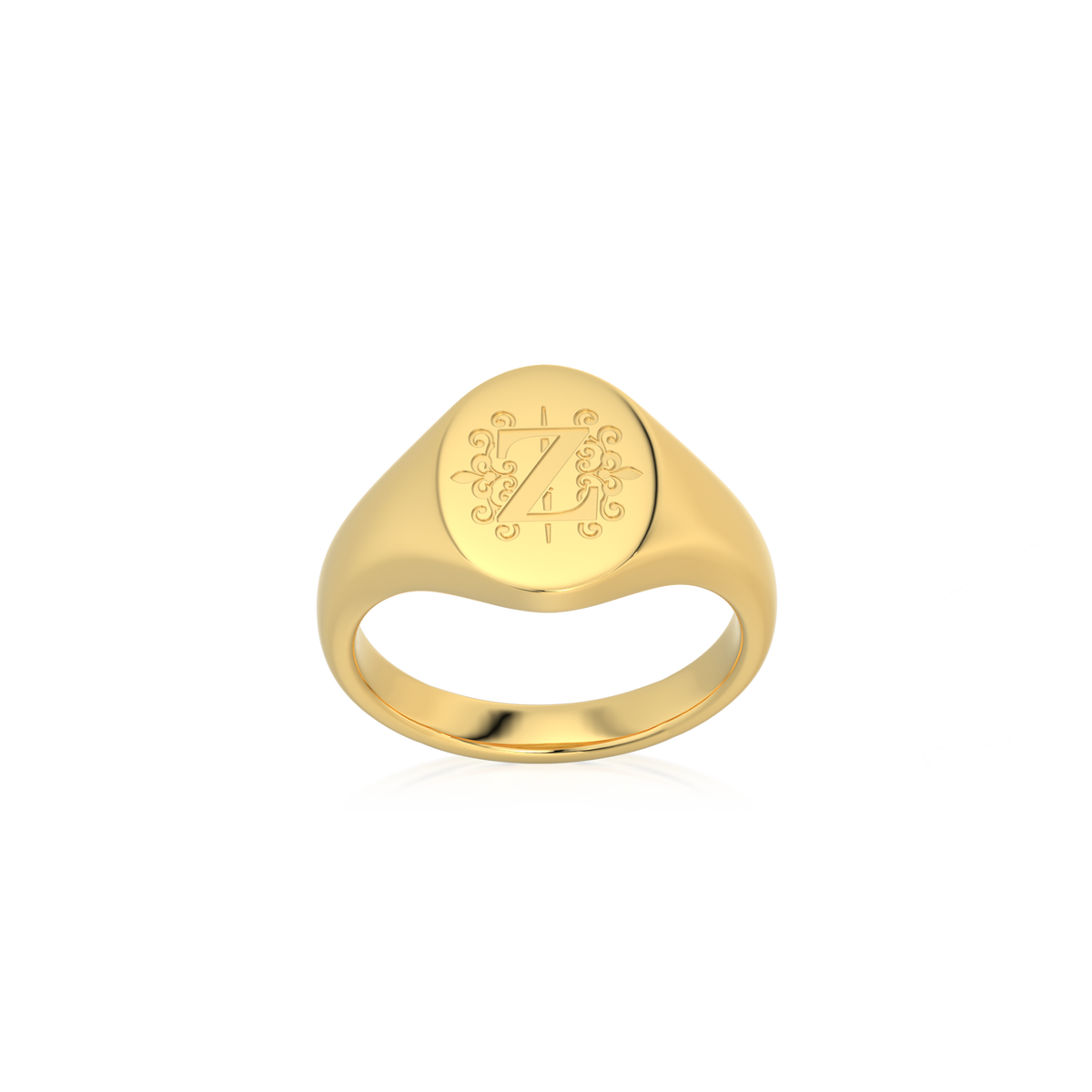 OVALER MONOGRAMM-RING SILBER