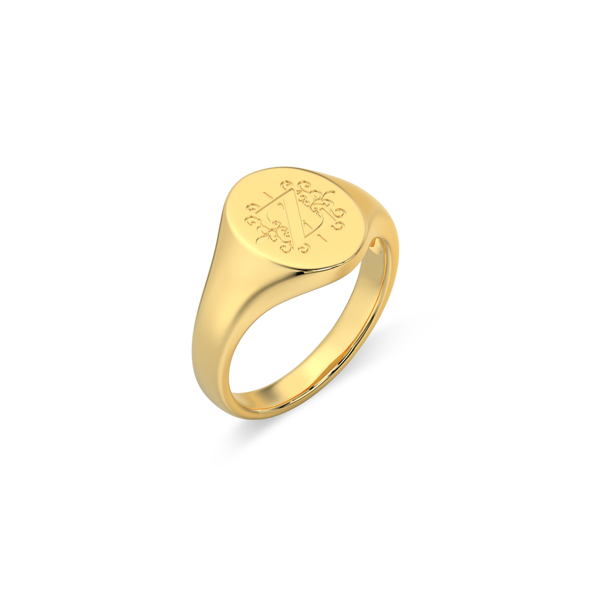 OVALER MONOGRAMM-RING SILBER