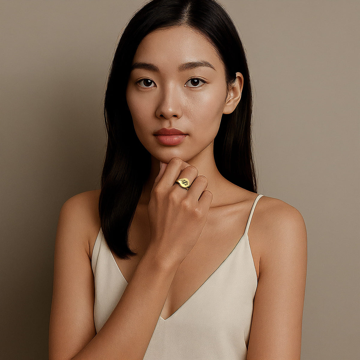 OVALER MONOGRAMM-RING SILBER