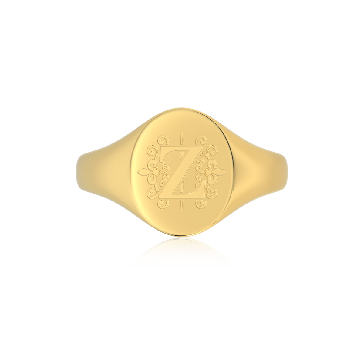 OVALER MONOGRAMM-RING SILBER