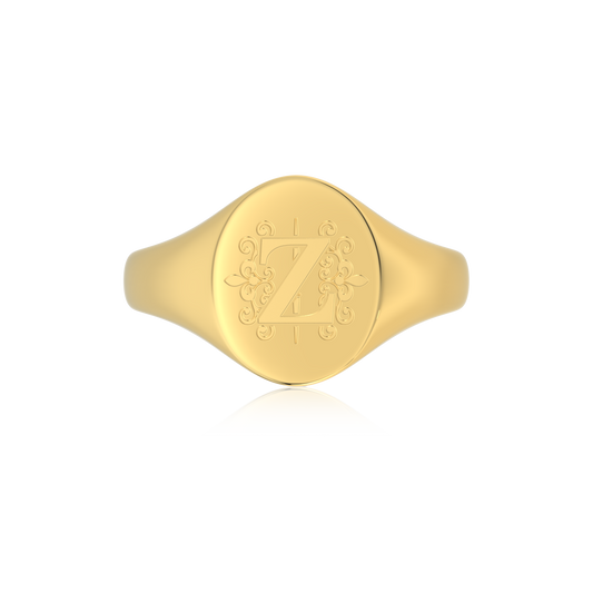 OVALER MONOGRAMM-RING SILBER
