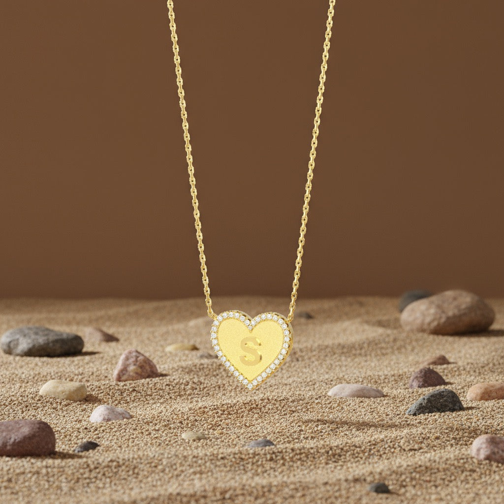 HERZ-INITIALENKETTE SILBER