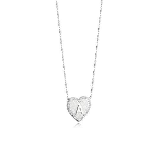 HERZ-INITIALENKETTE SILBER