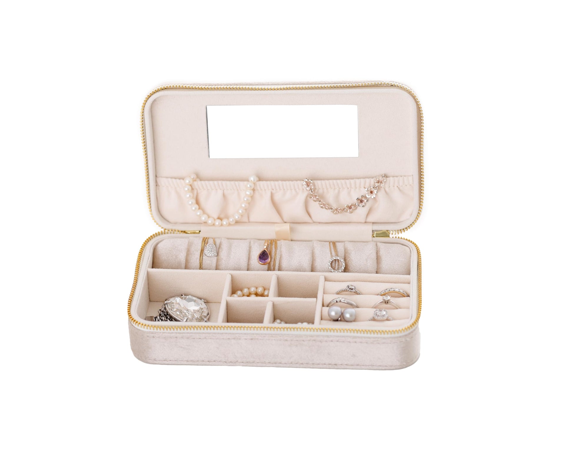 Jewellery box with mirror, 18.5x10x5 cm