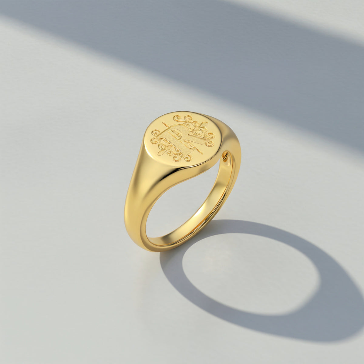 RUNDER MONOGRAMM-RING SILBER