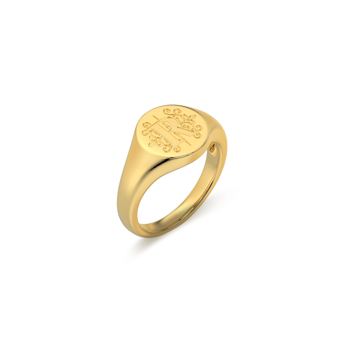 RUNDER MONOGRAMM-RING SILBER