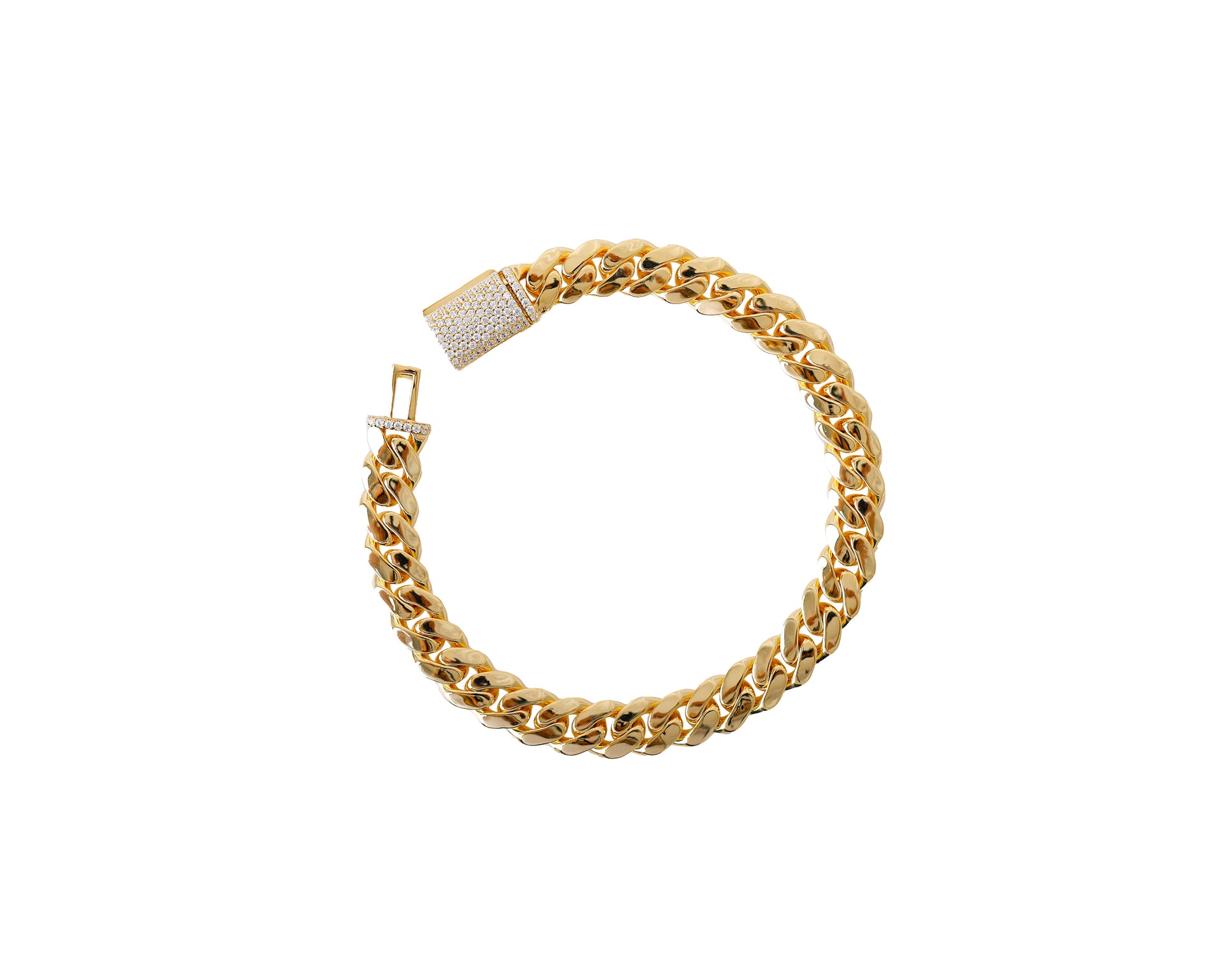 CUBAN LINK ARMBAND 925 SILBER 18K VERGOLDET 8MM – ICED OUT VERSCHLUSS