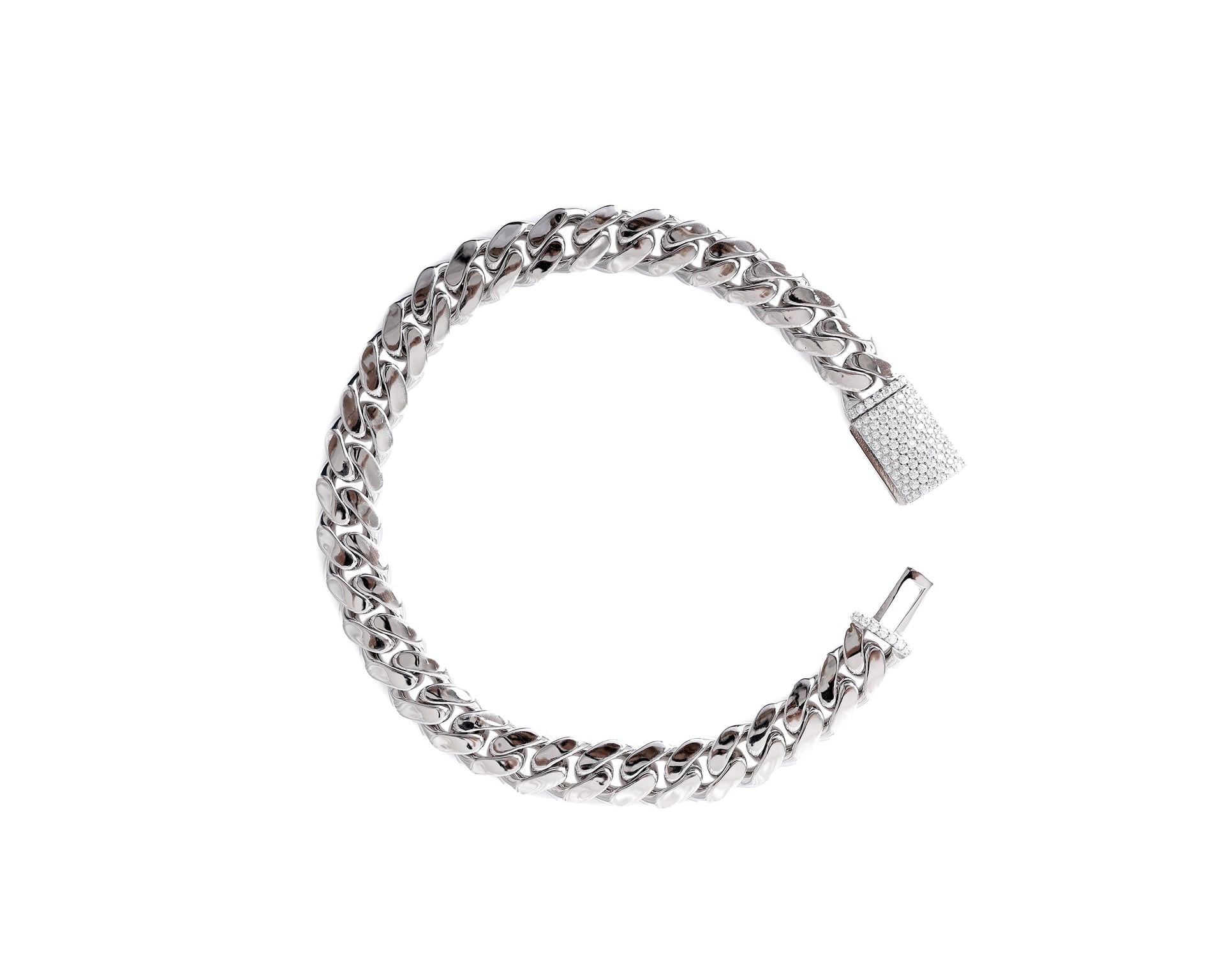 CUBAN LINK ARMBAND 925 SILBER 8MM – ICED OUT VERSCHLUSS