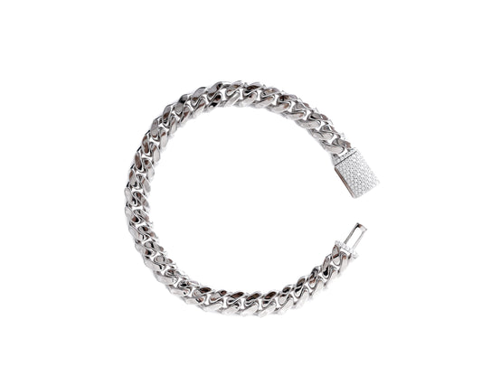 CUBAN LINK ARMBAND 925 SILBER 8MM – ICED OUT VERSCHLUSS