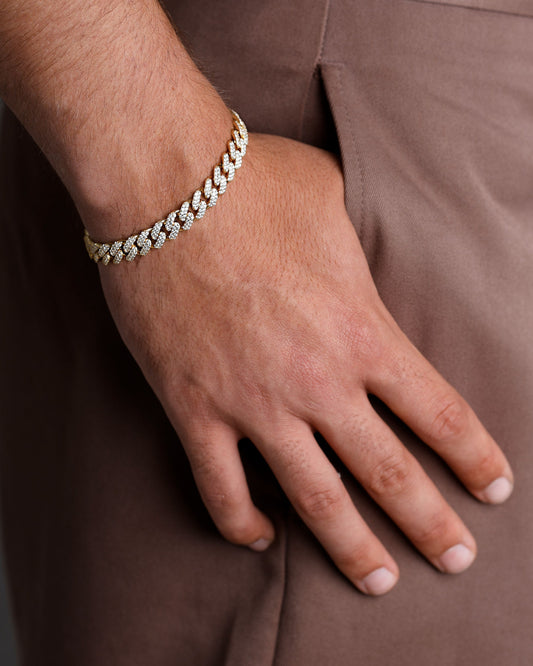 MIAMI CUBAN LINK 18K ARMBAND ICED OUT 925 SILBER 8MM