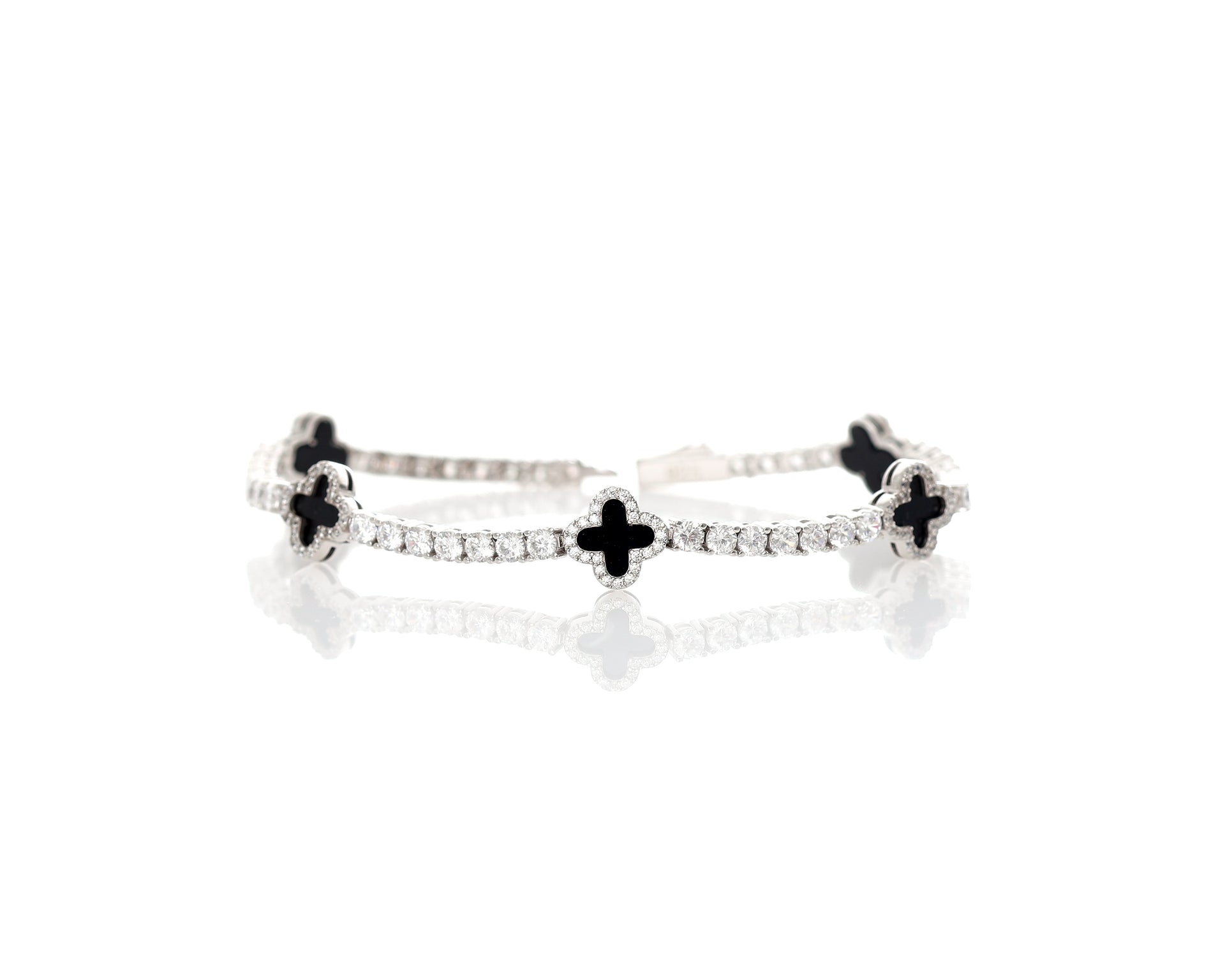 BRACELET TENNIS AVEC TRÈFLE EN ARGENT 925