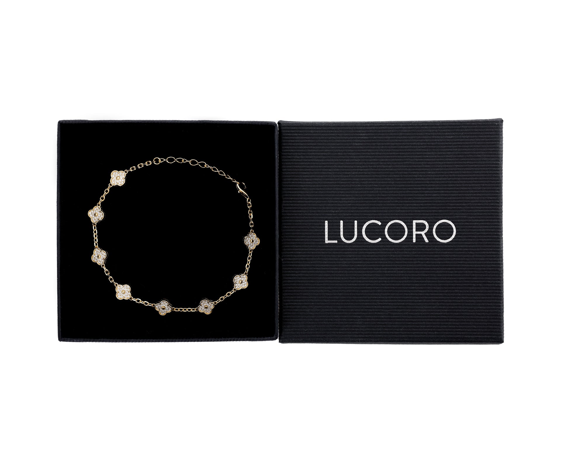 KLEEBLATT ARMBAND 18K MIT ZIRKONIA STEINE