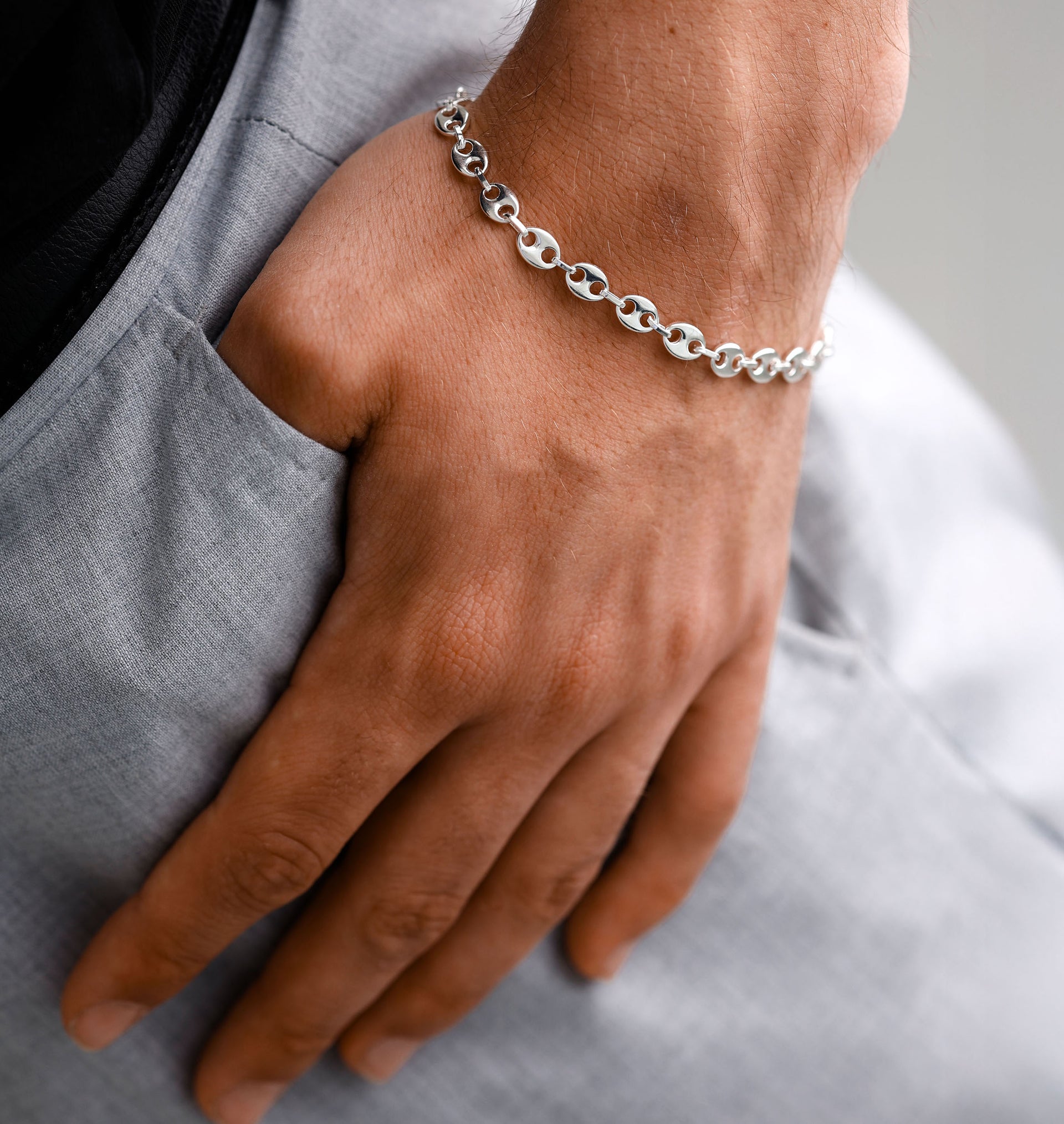 Bohnenarmband 925 Silber 21cm
