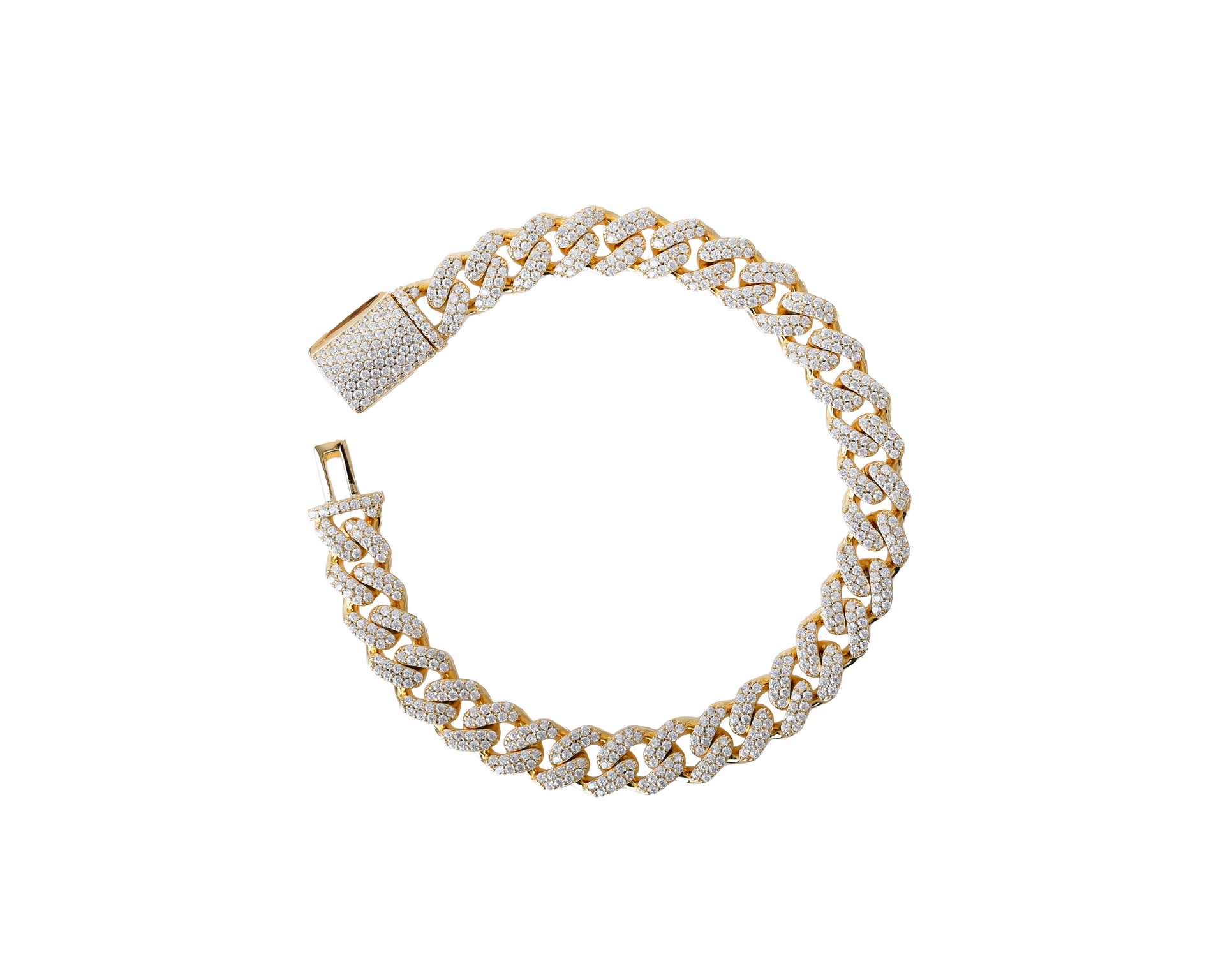 MIAMI CUBAN LINK 18K ARMBAND ICED OUT 925 SILBER 8MM