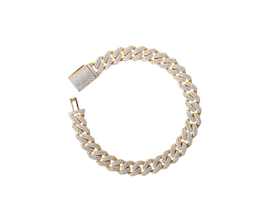 MIAMI CUBAN LINK 18K ARMBAND ICED OUT 925 SILBER 8MM