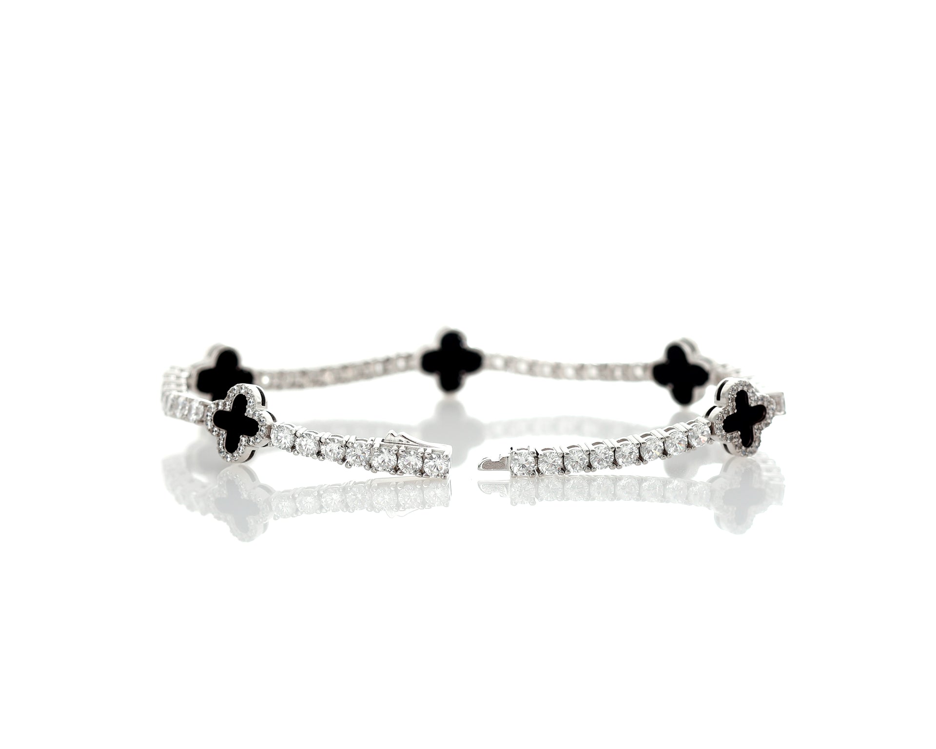 BRACELET TENNIS AVEC TRÈFLE EN ARGENT 925