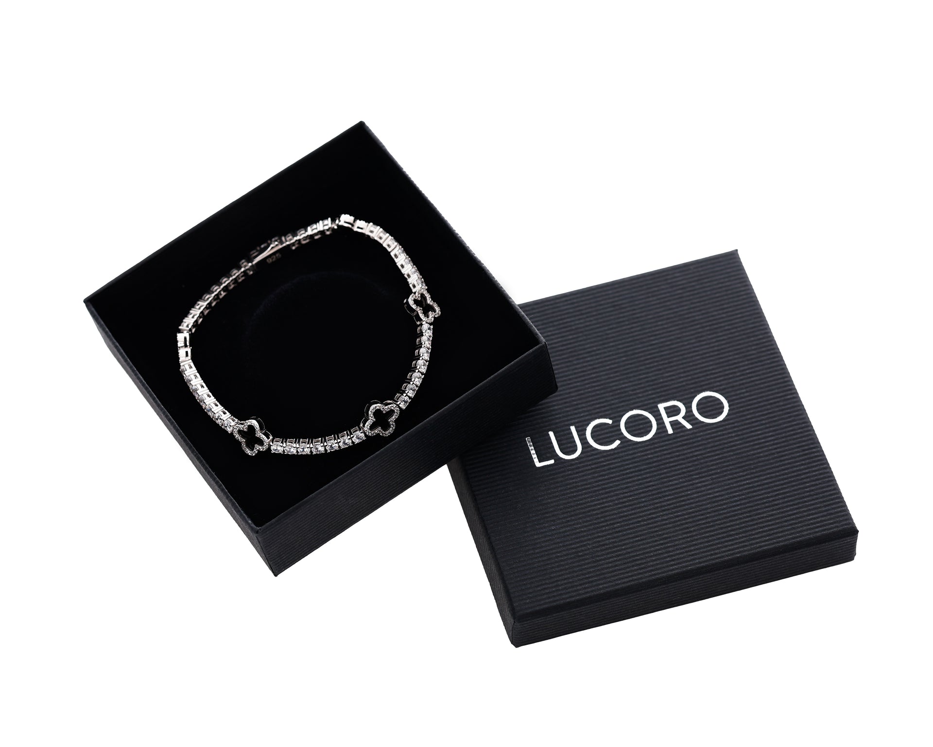BRACELET TENNIS AVEC TRÈFLE EN ARGENT 925