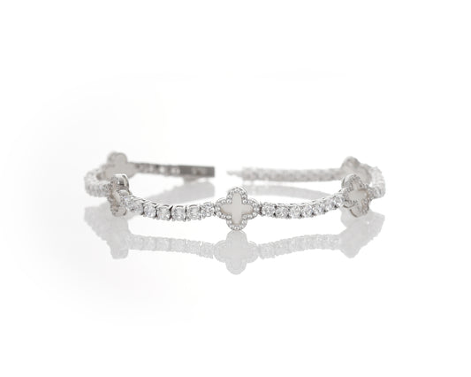 TENNISARMBAND MIT KLEEBLATT AUS PERLE 925 SILBER