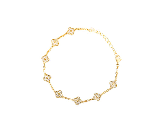 KLEEBLATT ARMBAND 18K MIT ZIRKONIA STEINE