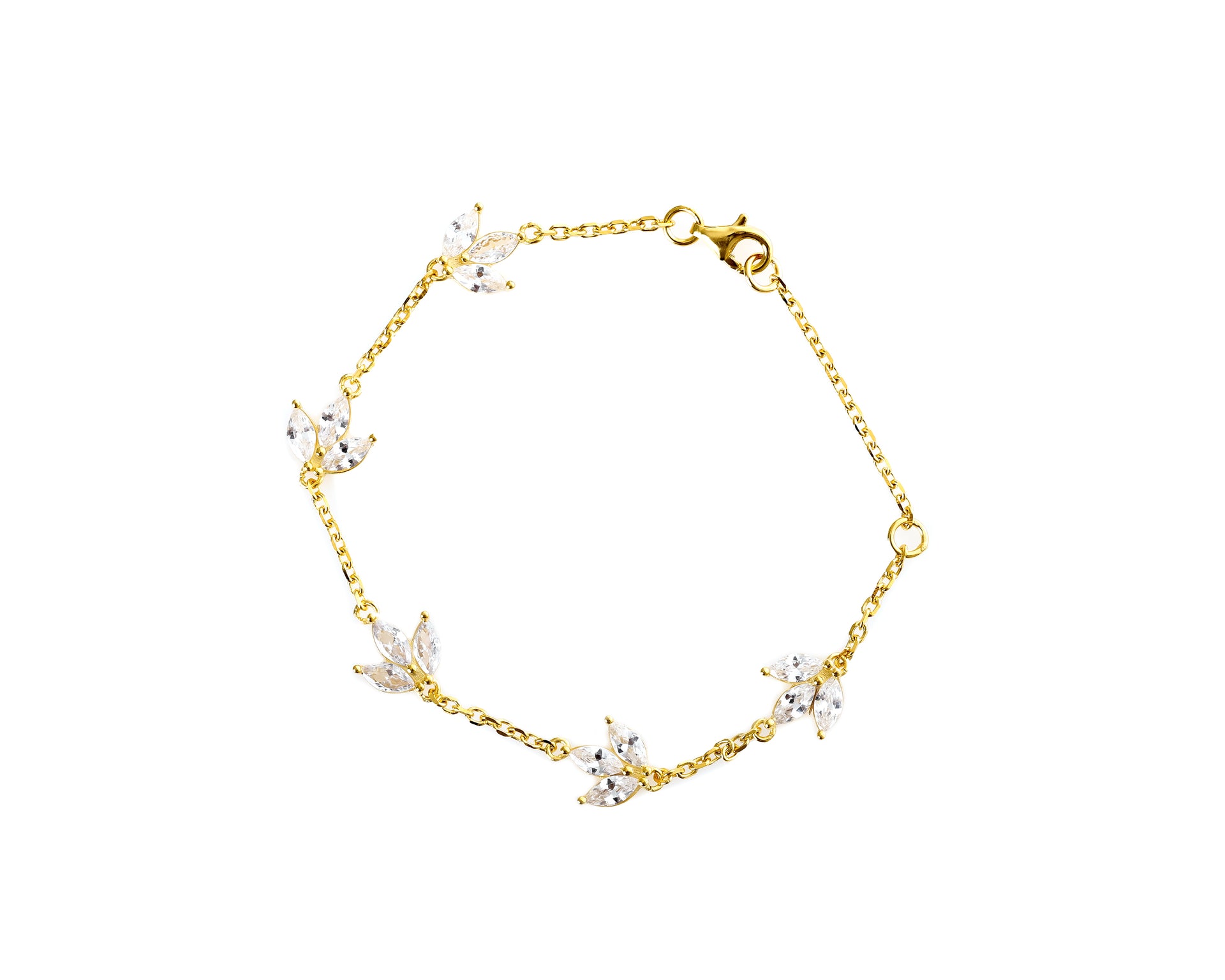 DAMEN ARMBAND MIT BLÄTTERN 18K 925 SILBER