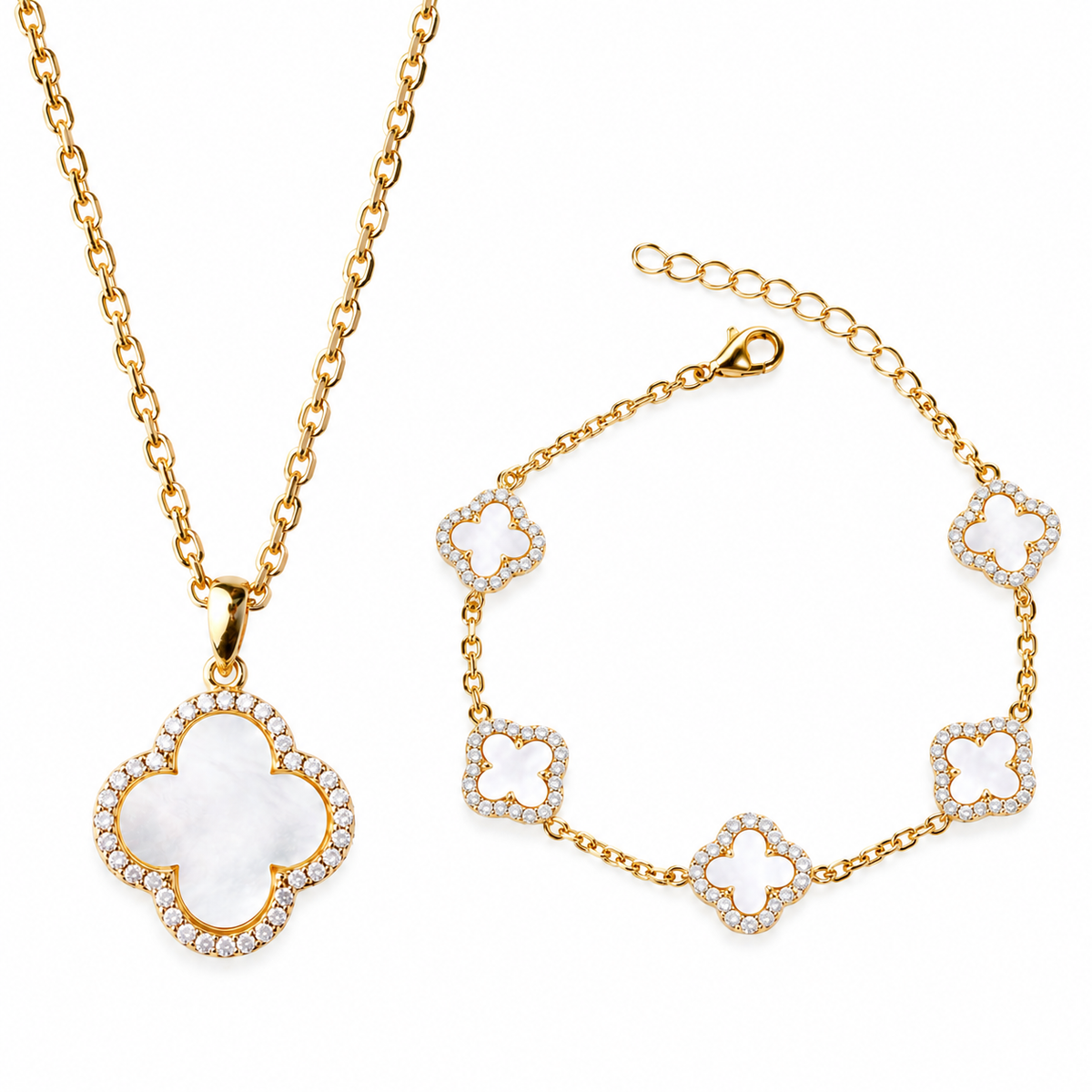 KLEEBLATT SCHMUCKSET 18K VERGOLDET