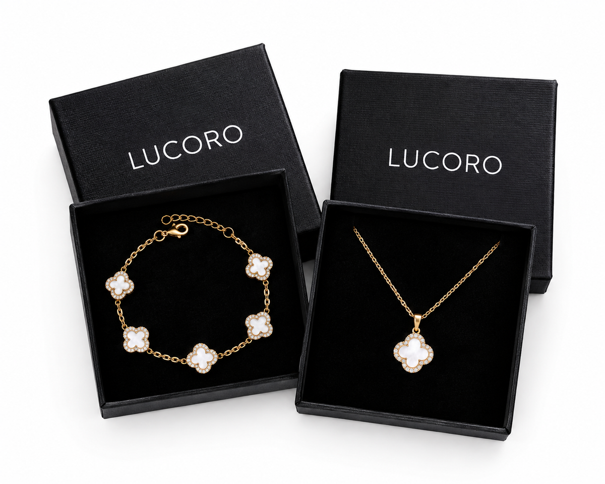 KLEEBLATT SCHMUCKSET 18K VERGOLDET