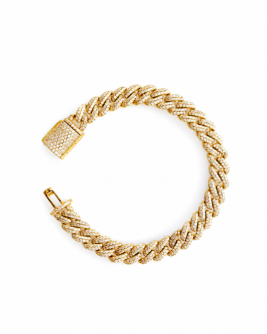 MIAMI CUBAN LINK 18K ARMBAND ICED OUT 925 SILBER 8MM
