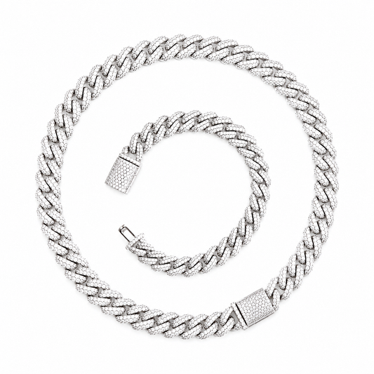 MIAMI CUBAN LINK ICED OUT SET 925 SILBER 8MM