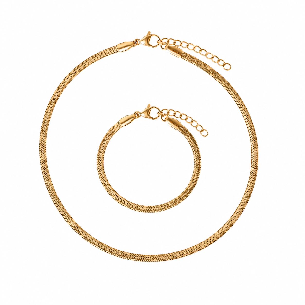 Goldene Schlangenkette & Armband Set
