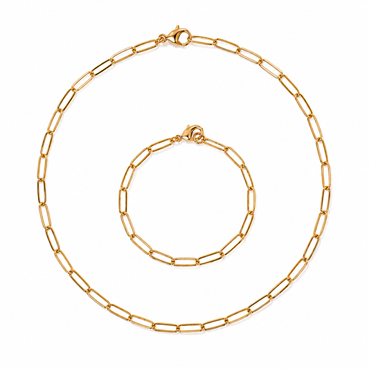 Paperclip Kette & Armband Set 18K
