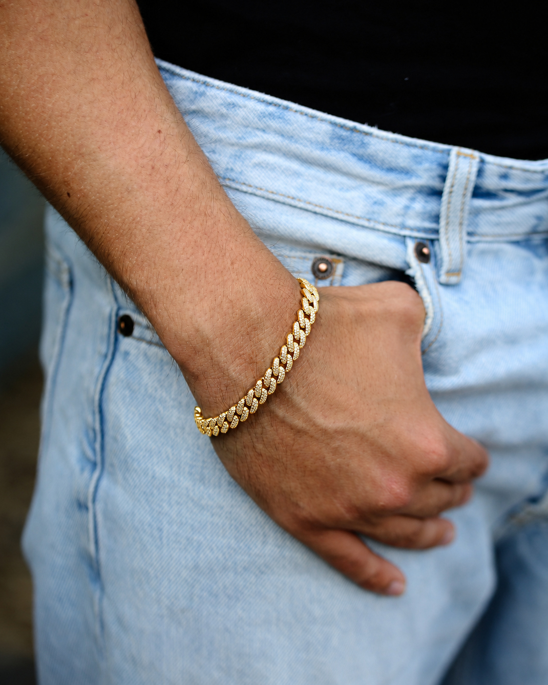 MIAMI CUBAN LINK 18K ARMBAND ICED OUT 925 SILBER 8MM