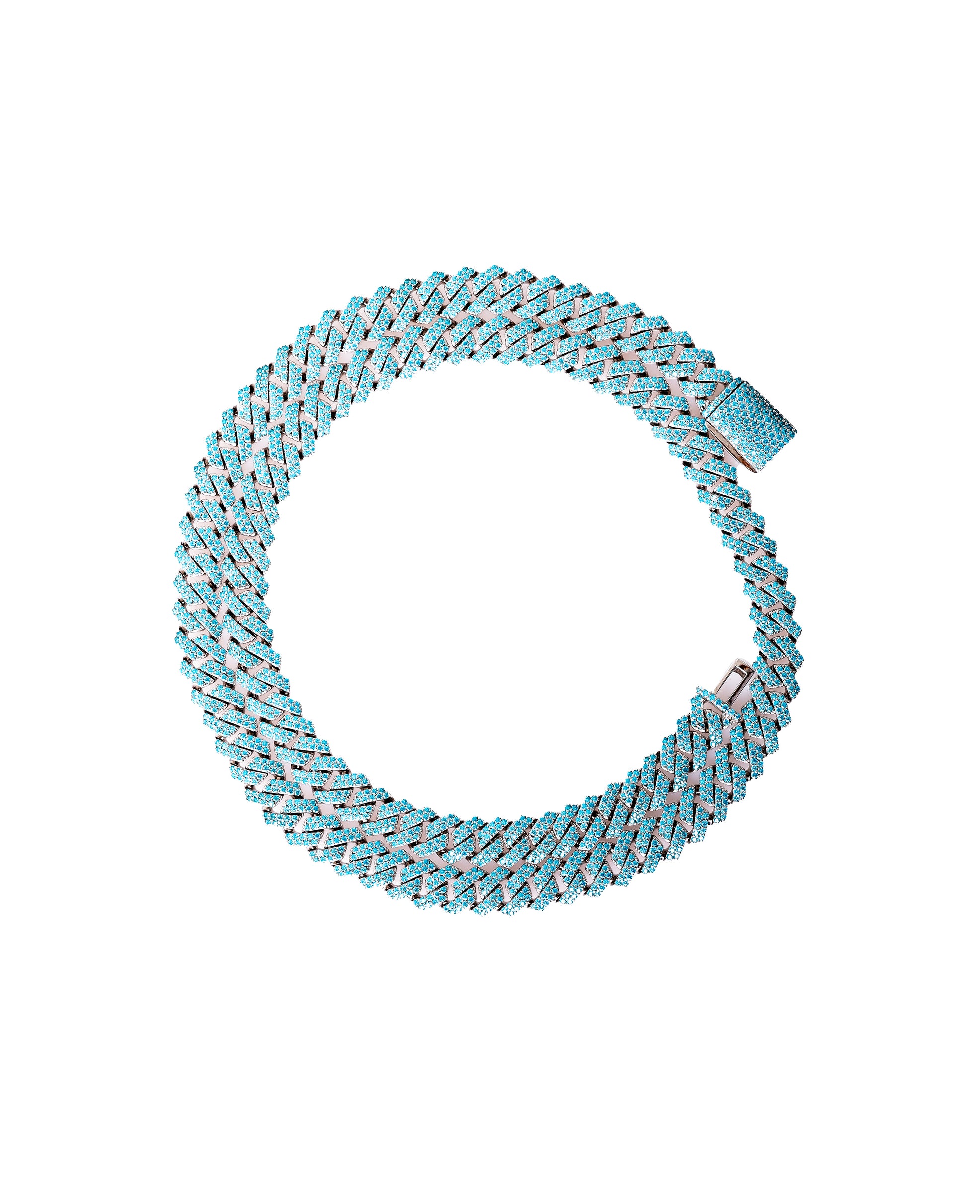 Miami Cuban Link Halskette Iced Out 925 Silber 8mm Baby Blue (Hellblau)