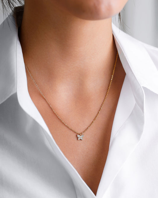 SCHMETTERLING KETTE 18K GOLD ZIRKONIA