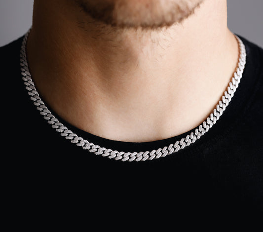 MIAMI CUBAN LINK HALSKETTE 6MM ICED OUT 925 SILBER