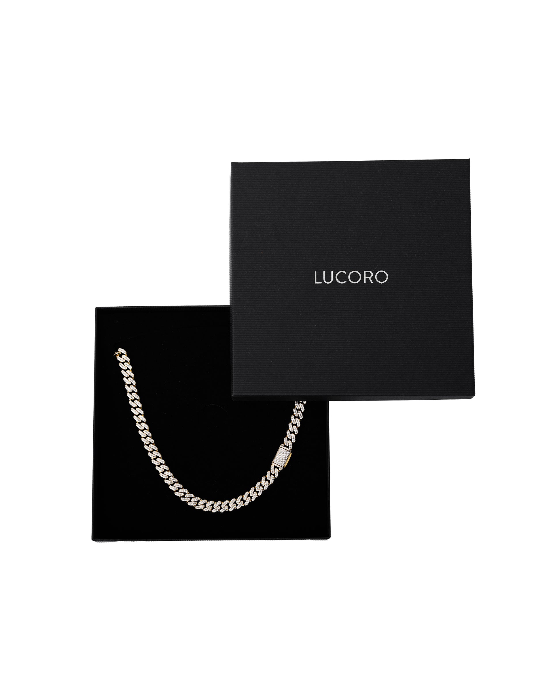 MIAMI CUBAN LINK HALSKETTE ICED OUT 925 SILBER 8MM 18K GOLD