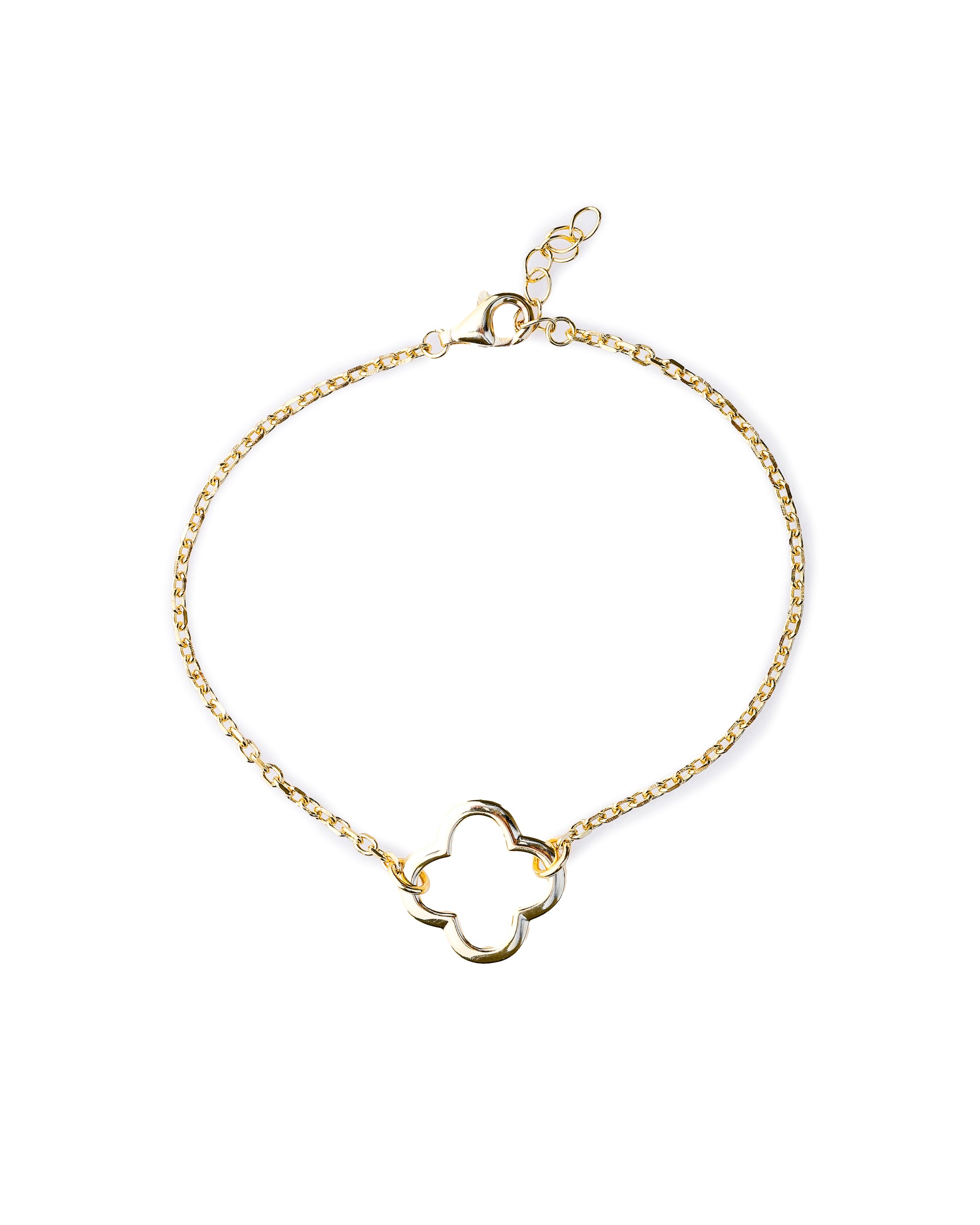 BRACELET TRÈFLE EN ARGENT 925 PLAQUÉ OR 18 CARATS 