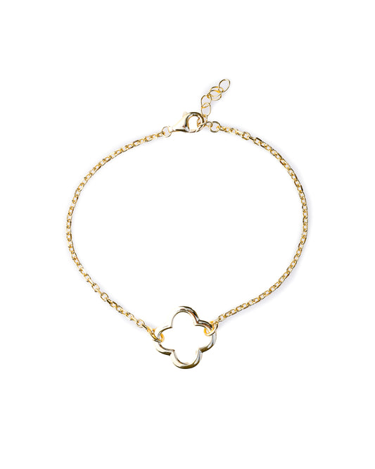 BRACELET TRÈFLE EN ARGENT 925 PLAQUÉ OR 18 CARATS 