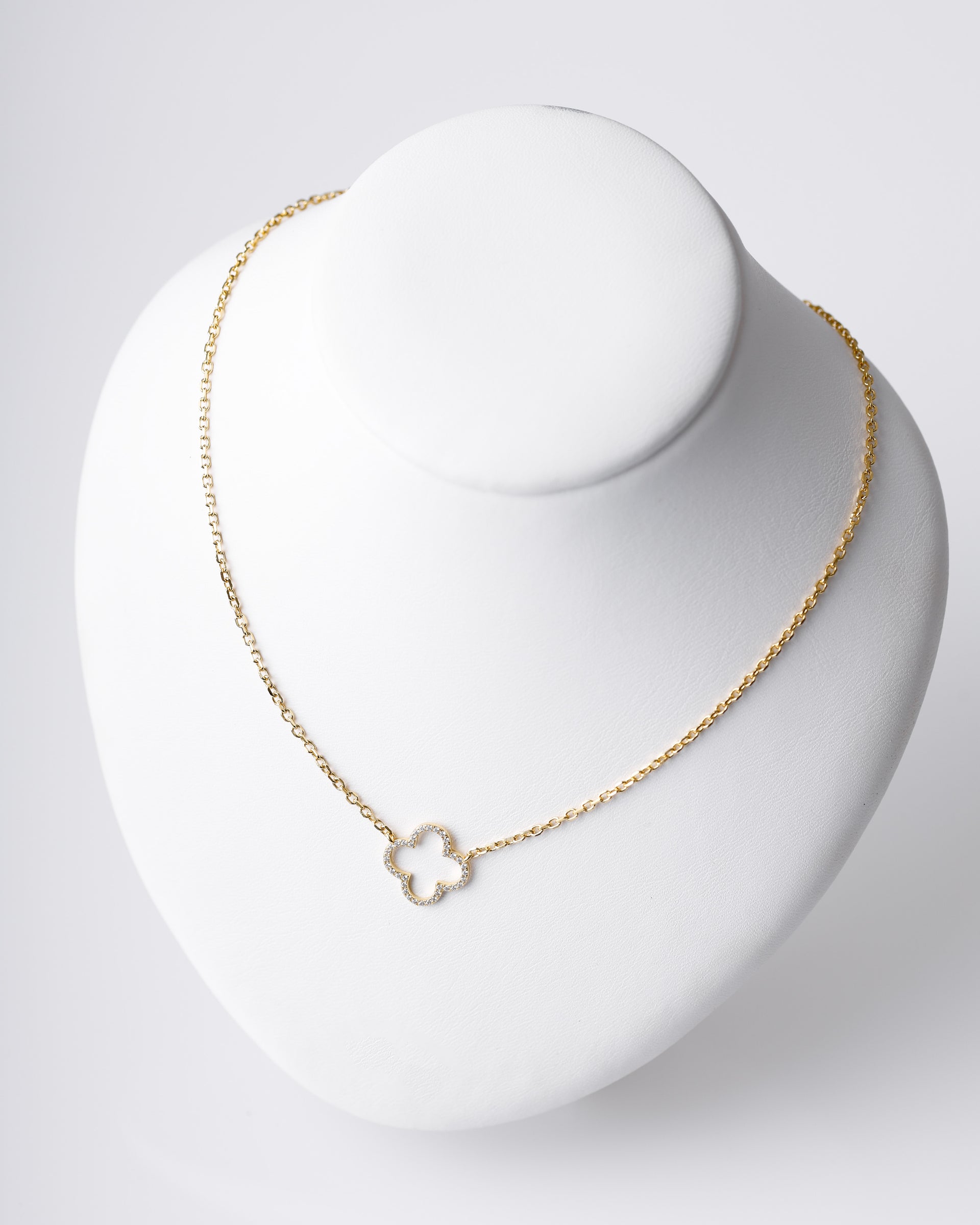 CLOVER NECKLACE 925 SILVER 18K WITH ZIRCONIA 