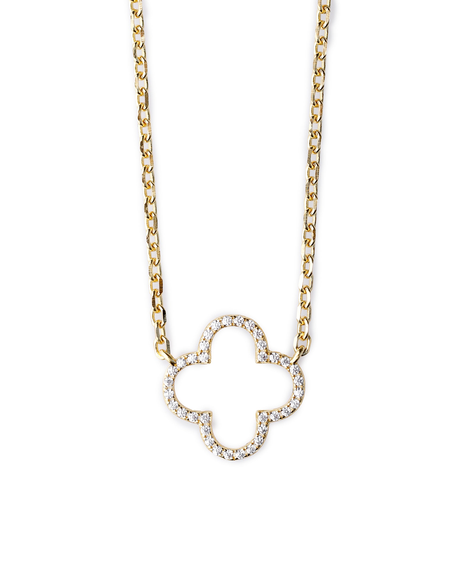 CLOVER NECKLACE 925 SILVER 18K WITH ZIRCONIA 