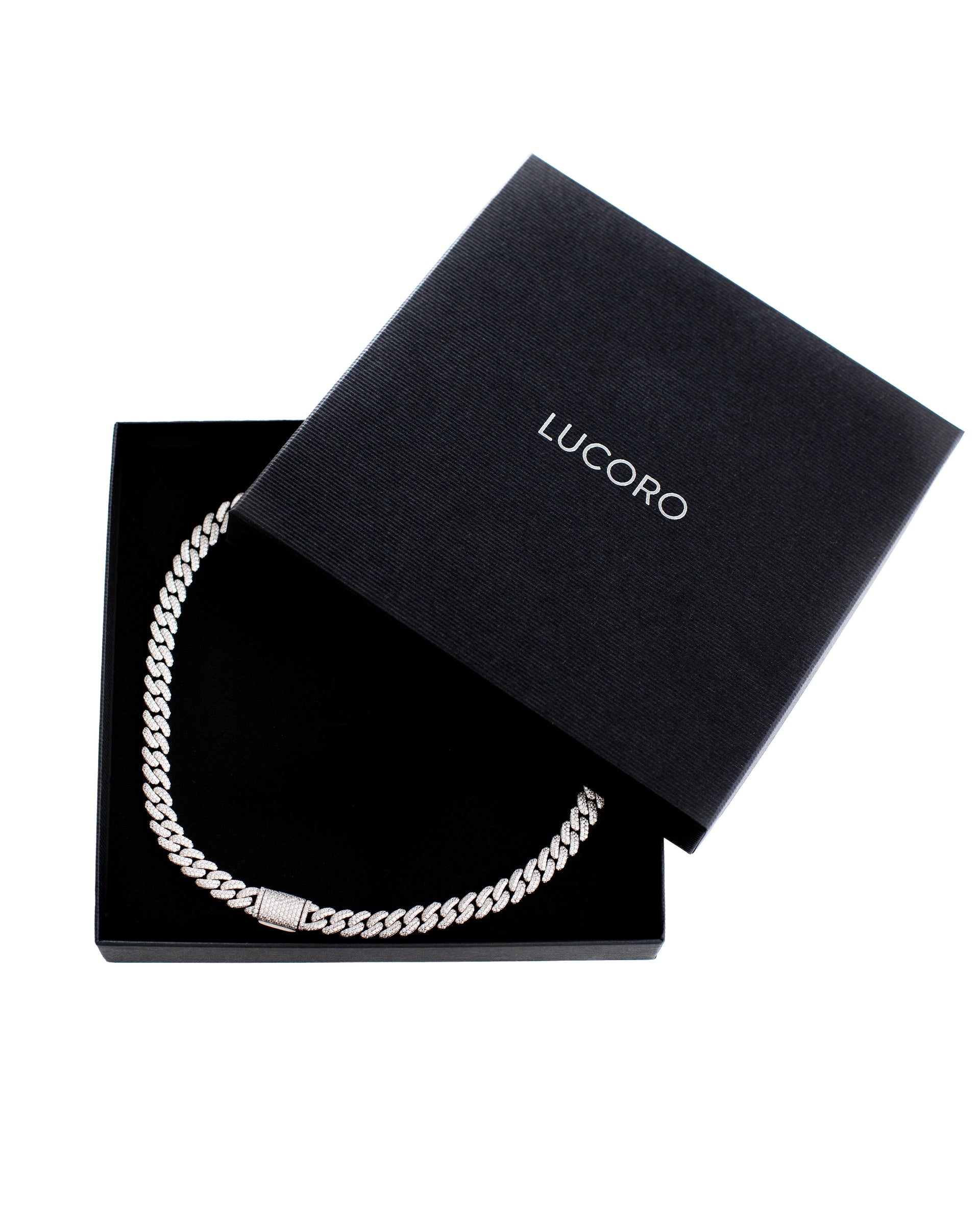Miami Cuban Link Kette Iced Out 8mm 925 Sterlingsilber massiv Cubic Zirkonia - Lucoro Diamonds